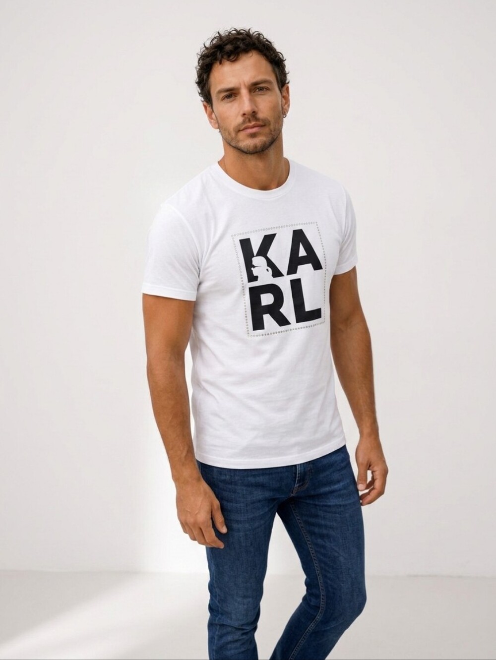 Karl Lagerfeld Men's White Short Sleeve Tee Shirt Medium